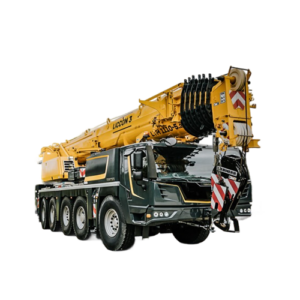 Liebherr mobile crane operating on a construction site, showcasing high lifting capacity, advanced safety systems and reliable performance for heavy duty lifting applications.